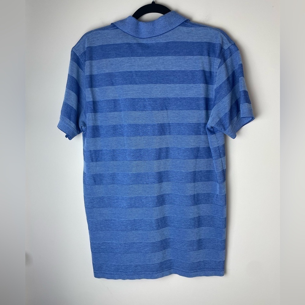 Brooks Brothers Cotton Performance Polo Shirt Mens L Slim Fit Blue Logo Striped - Picture 3 of 7